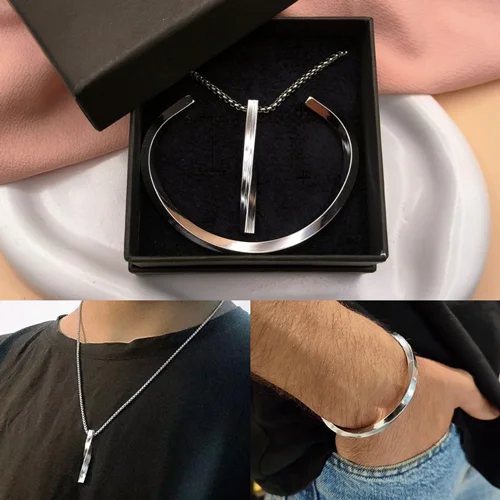 پک گردنبند مکعب عشق و بنگل پیچ فول استیل